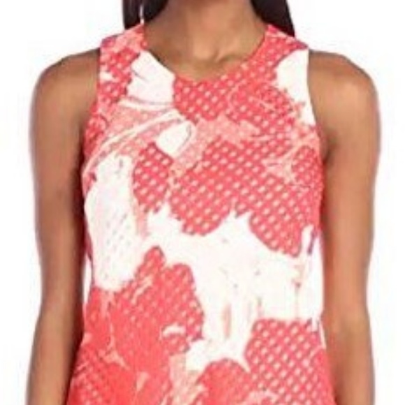 Vince Camuto Floral Shift Dress Size 10 Coral High Low Sleeveless NWT - Picture 3 of 8